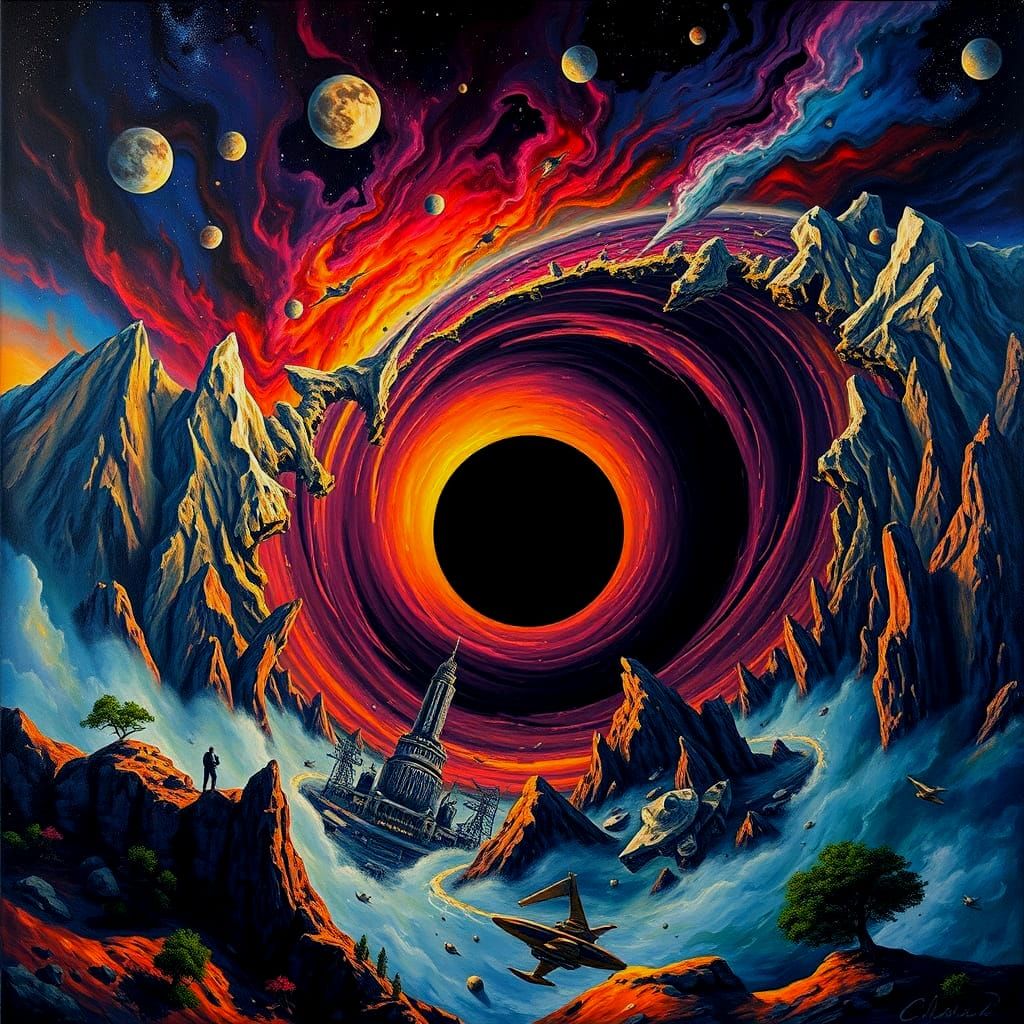 Cosmic Swirl: Surreal Oil on Canvas