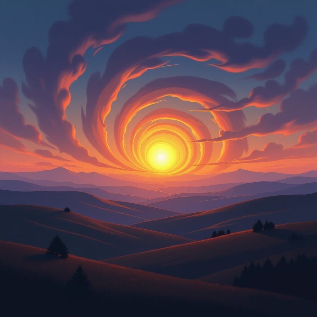 Surreal Landscape: Day and Night in Spiral Harmony