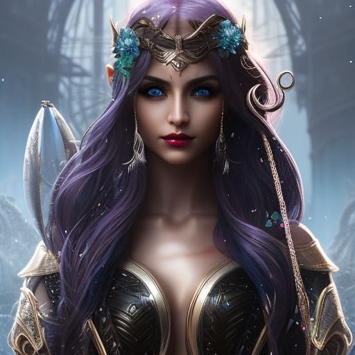 Epic Elf Girl Portrait with Steel and Water