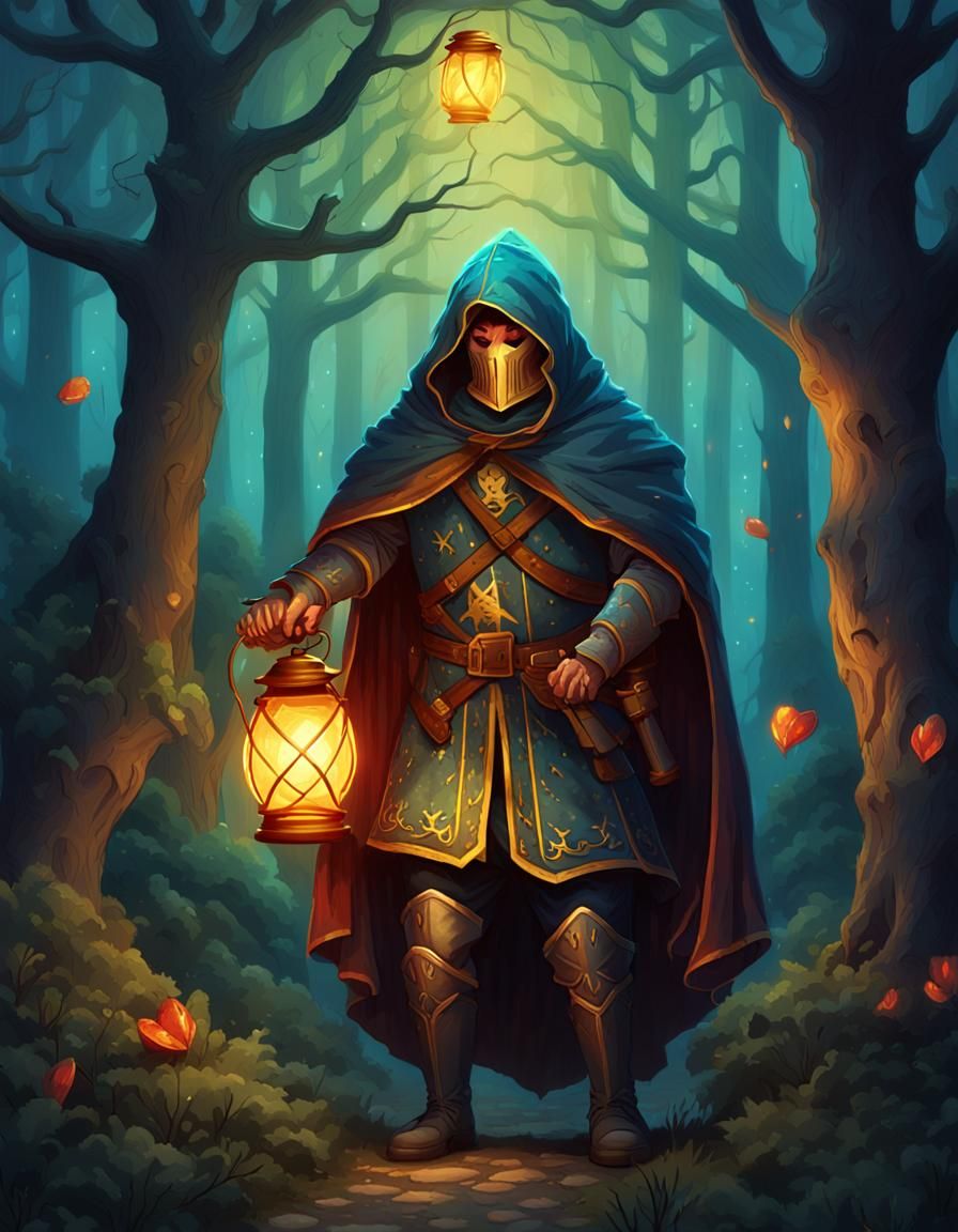 Hooded Jack of Hearts in Misty Forest