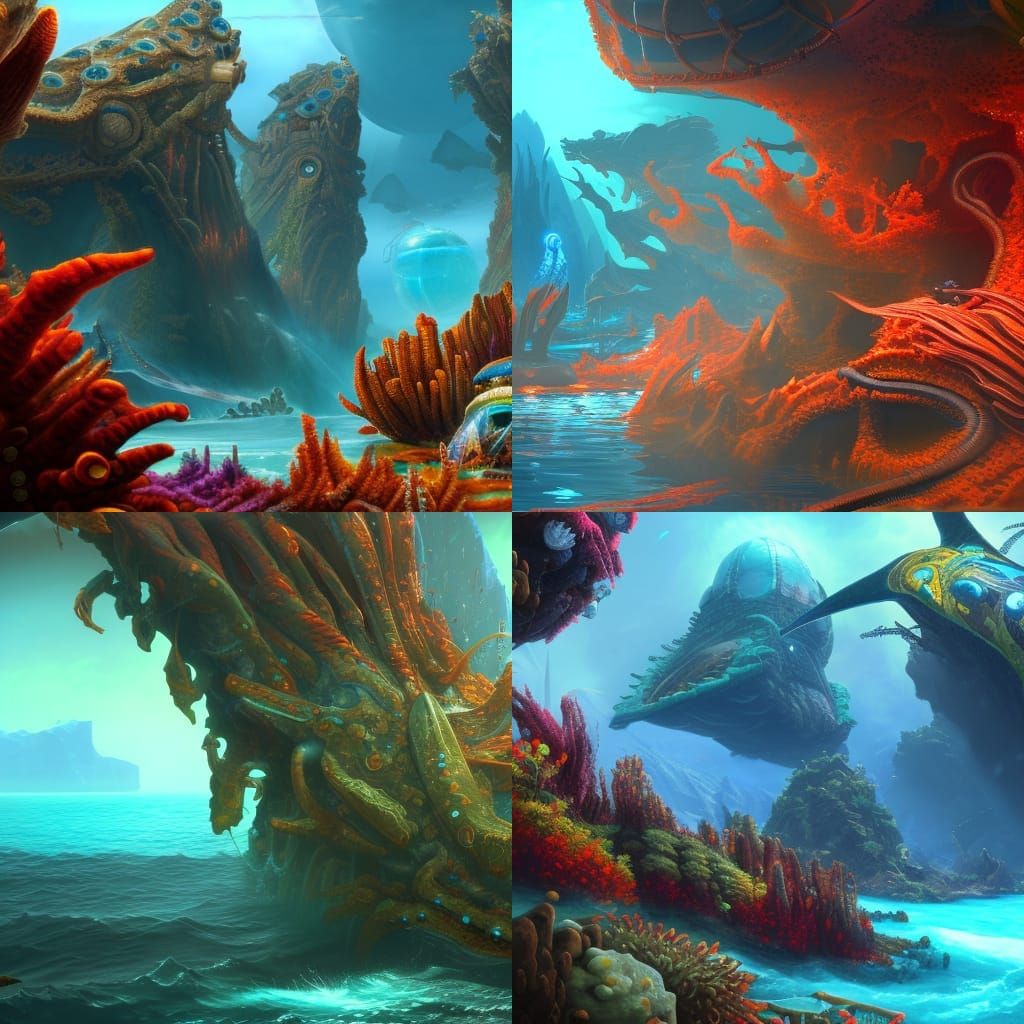 Subnautica Underwater Concept Art in Deep Color