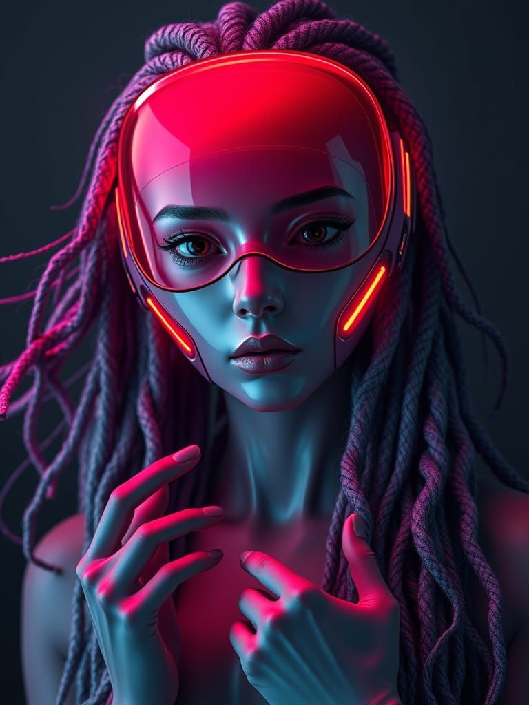 Ethereal Futuristic Goddess in Neon Light