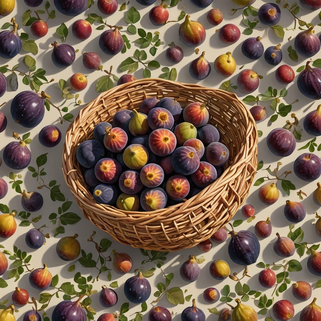 Vivid Indian Fig Fruit Basket in Hyper-Realistic Style