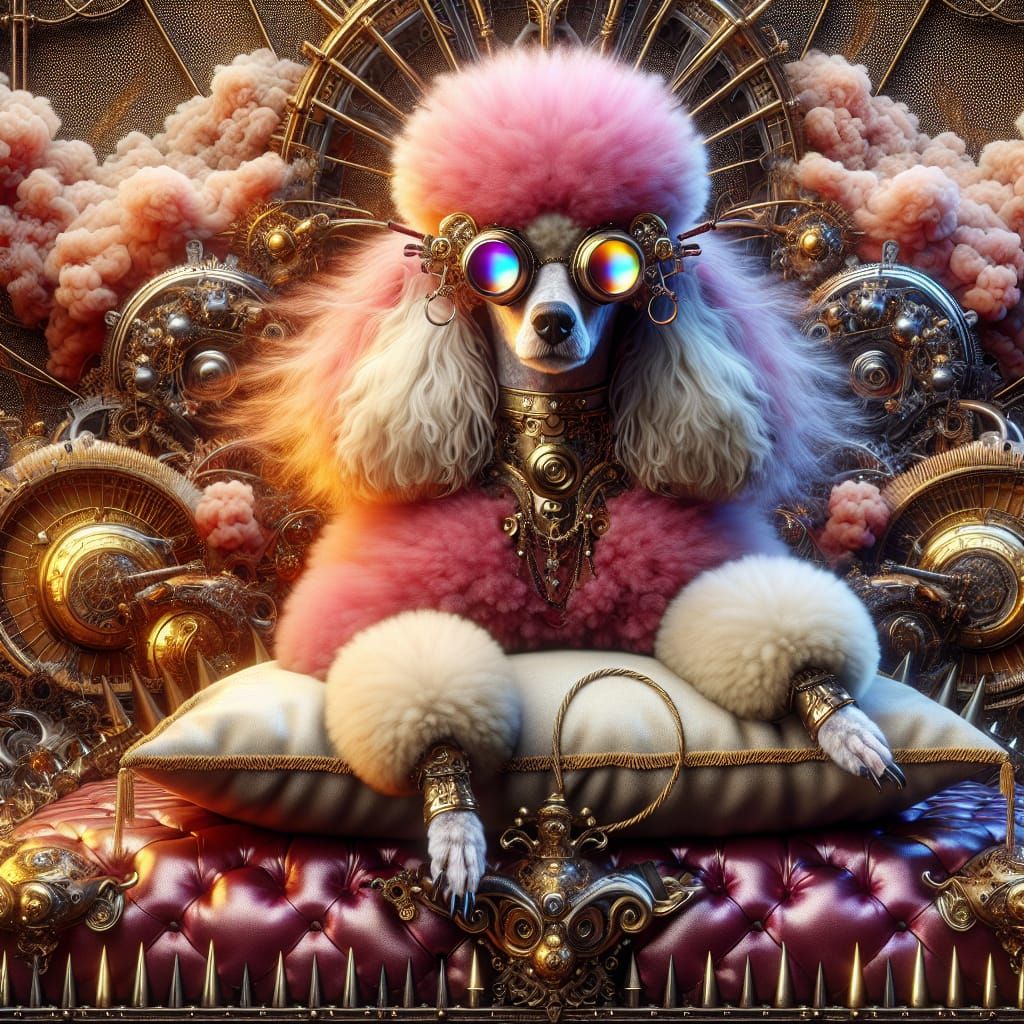 Steampunk Poodle in Velvet Regalia
