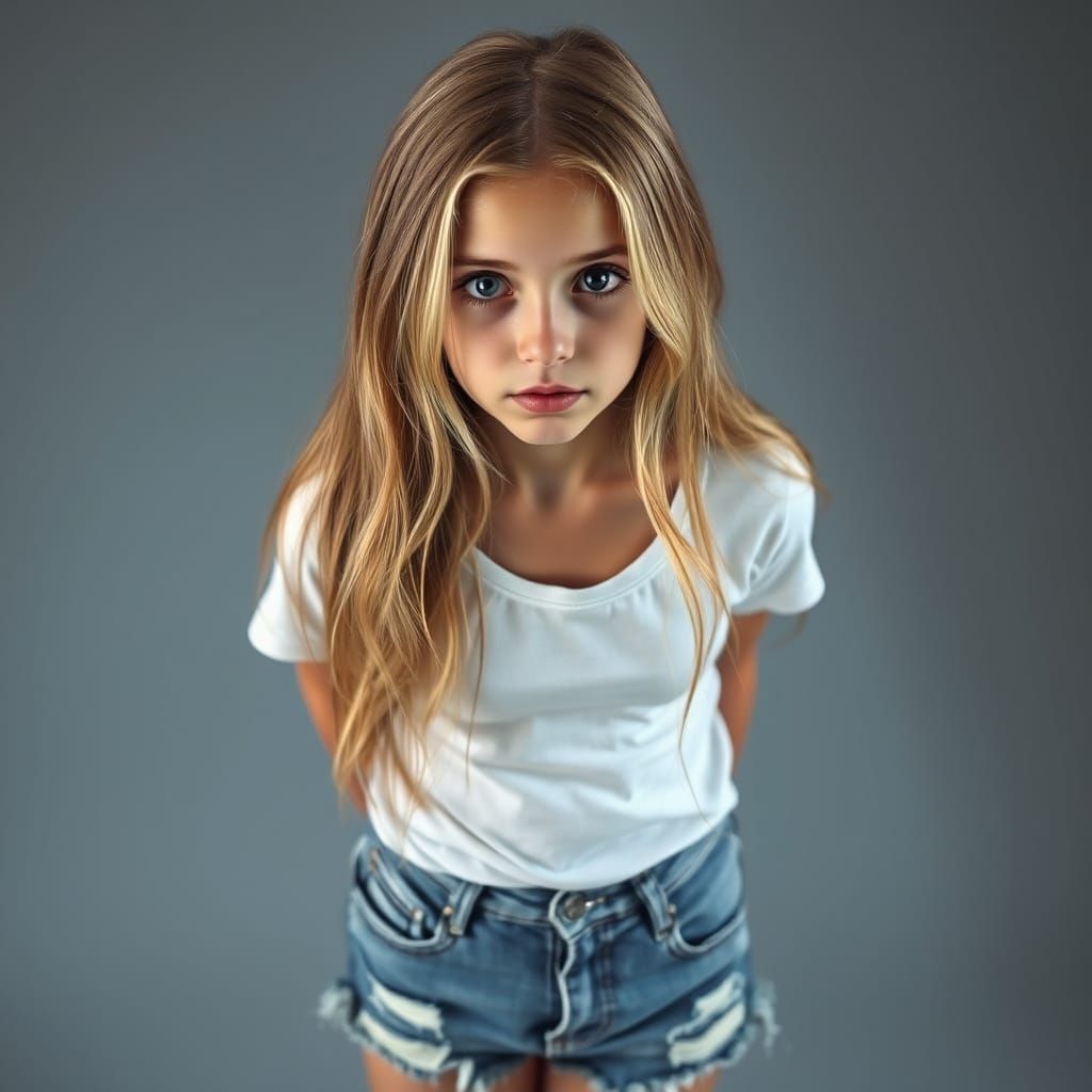 Mournful Teenage Girl in Hyper-Realistic Portrait