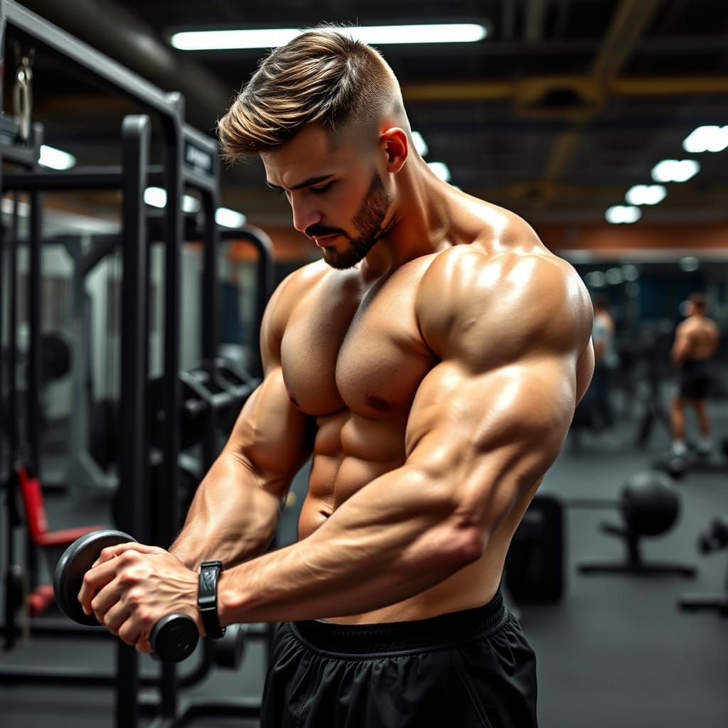 Young Muscled Gay Gym Trainer