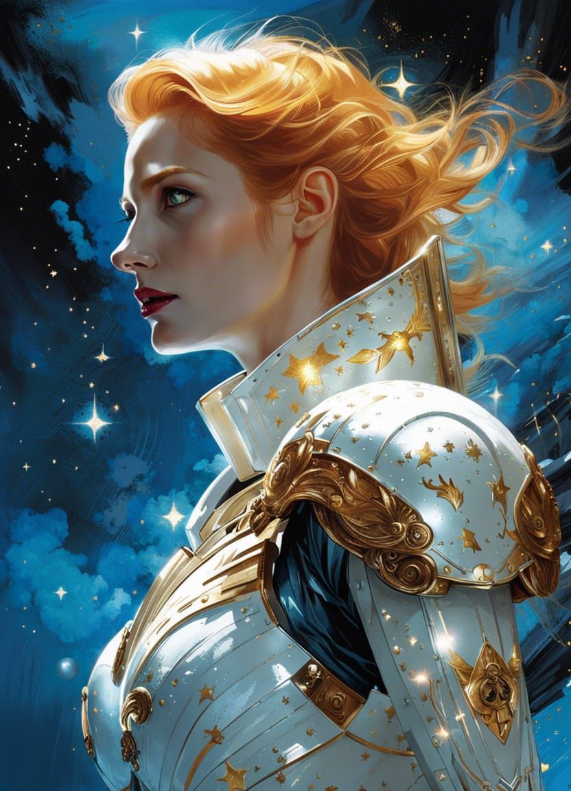 Celestial Knight Jessica Chastain, Digital Art
