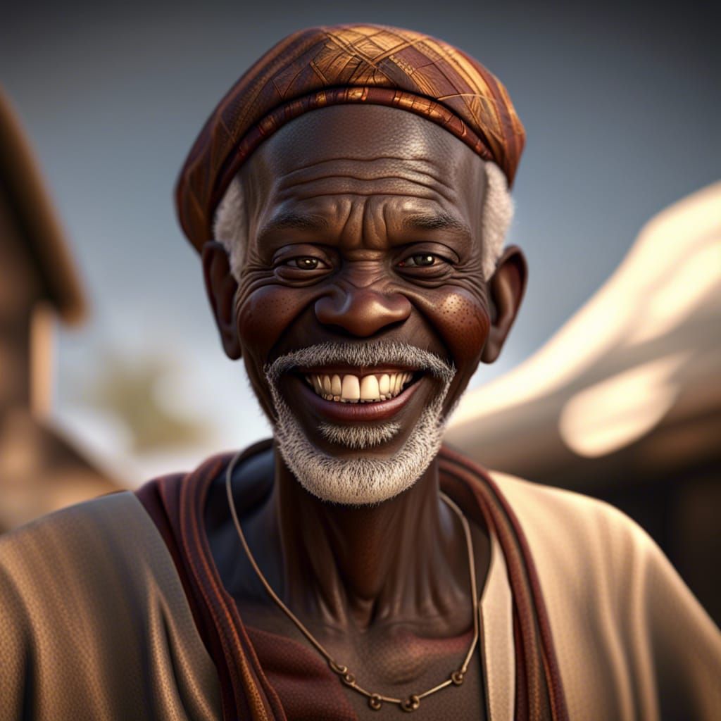 Smiling Tanzanian Man: Hyperdetailed Concept Art