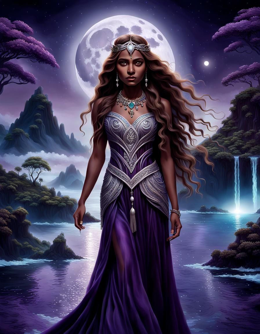 Enchanting Melanesian Woman in Fantasy Landscape