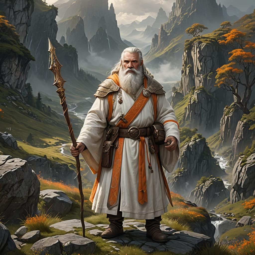Dwarven Cleric in Stony Landscape: Digital Matte Painting