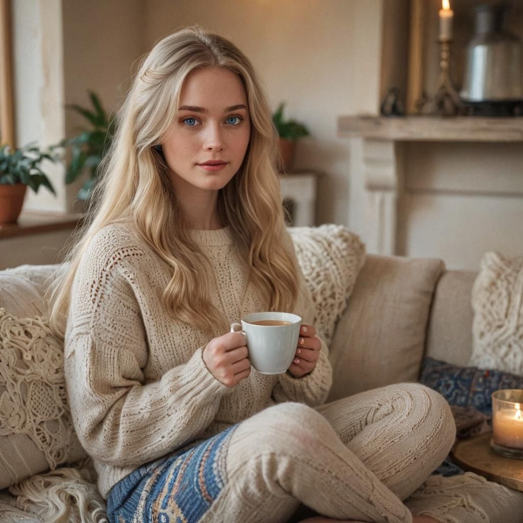 Cozy Living Room Scene in Detailed Matte Painting Style