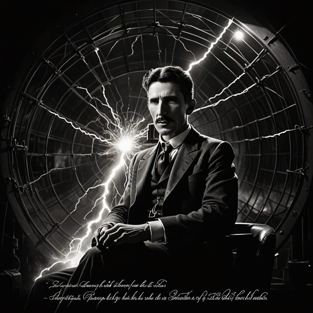 Nikola Tesla in Electric Dome: Film Noir Portrait