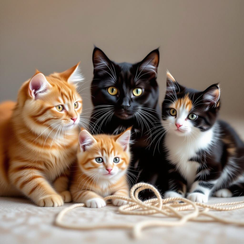 Playful Kittens Enjoying Yarn Game