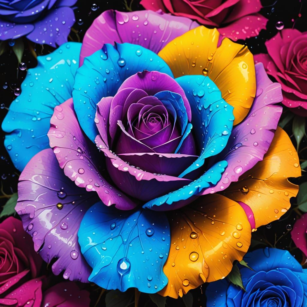 Vibrant Violet Rose in Graffiti Style