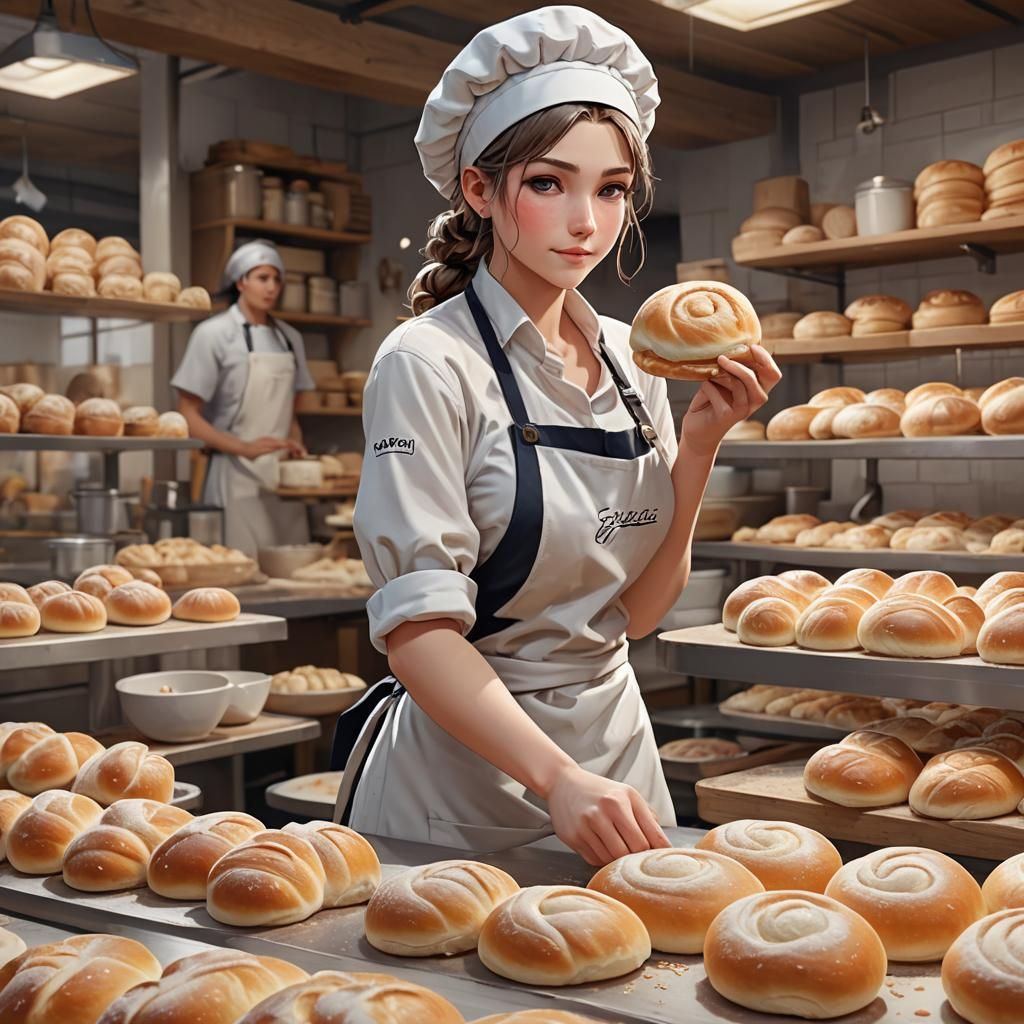 Italian Baker Kneading Dough in 3D Anime Art Style