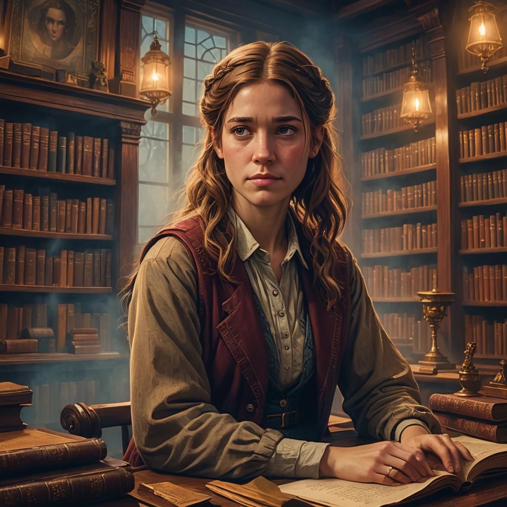 Jim Halpert as Girl in Mystical Library Portrait