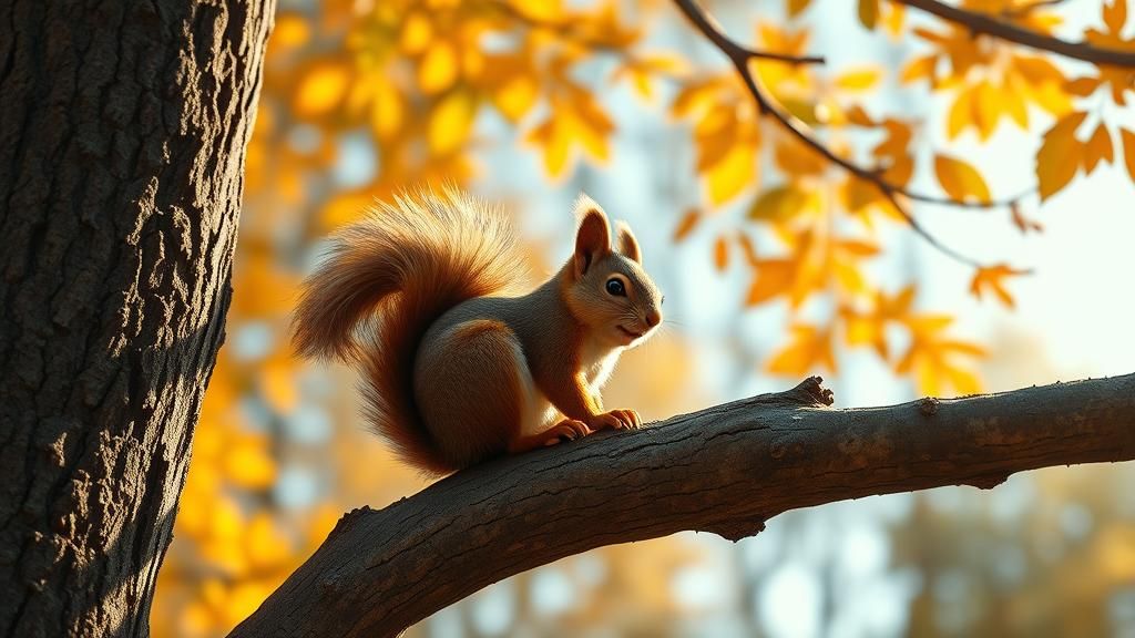 Squirrel in Autumn Forest: Realistic High-Resolution Photo