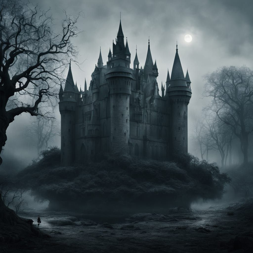 Gothic Castle Garden: Dark Fantasy Landscape