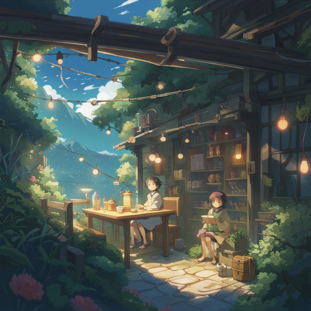Magical Bard in Studio Ghibli Anime Style
