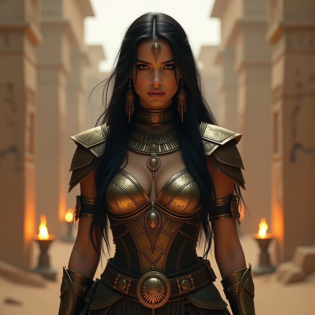 Egyptian War Priestess in Dark Fantasy Style