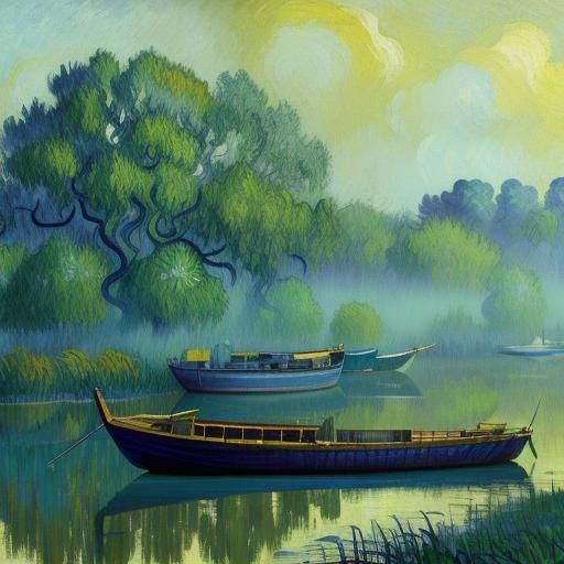 Fauvist Shrimpboat in Louisiana Bayou
