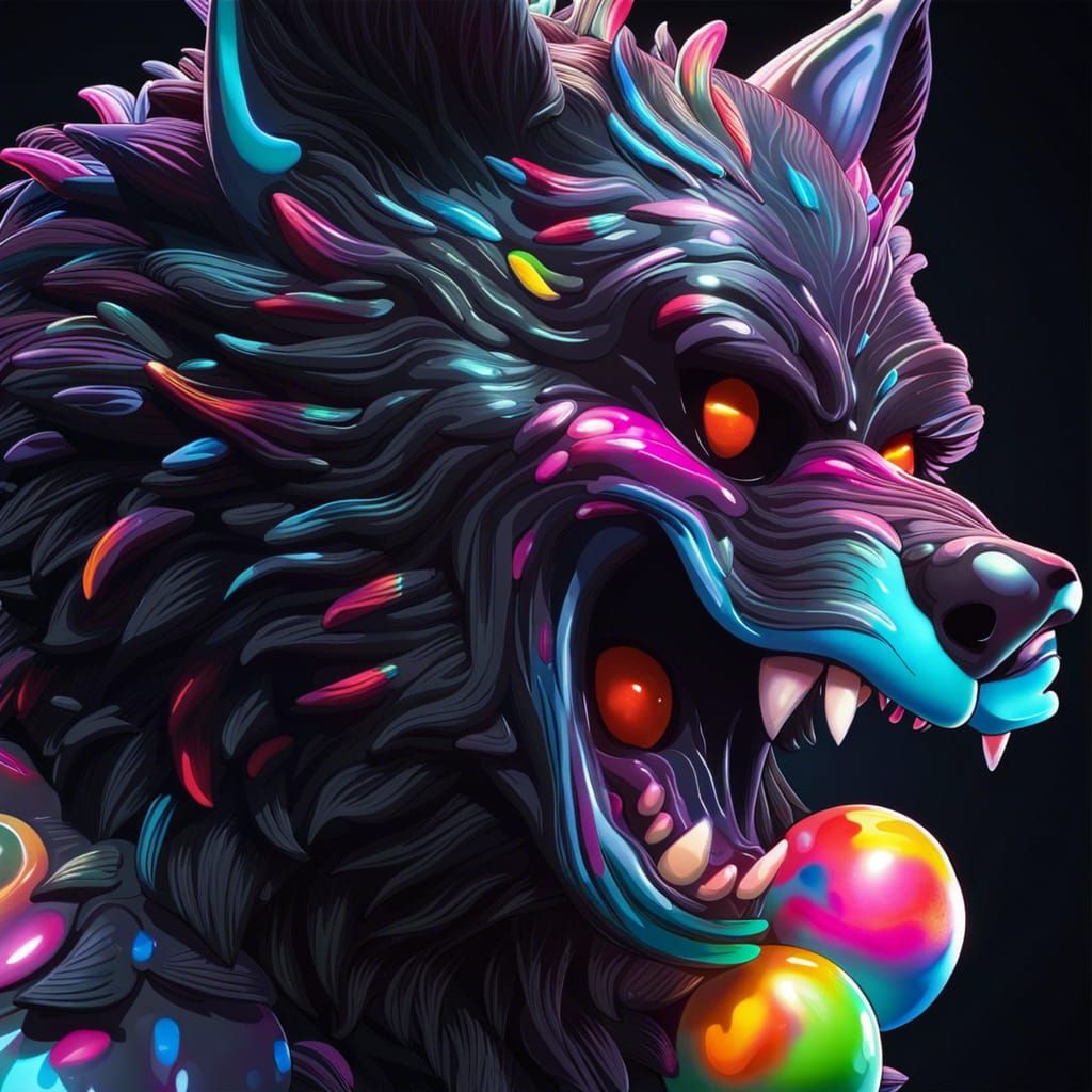 Candy Art Black Werewolf in Digital Illustration