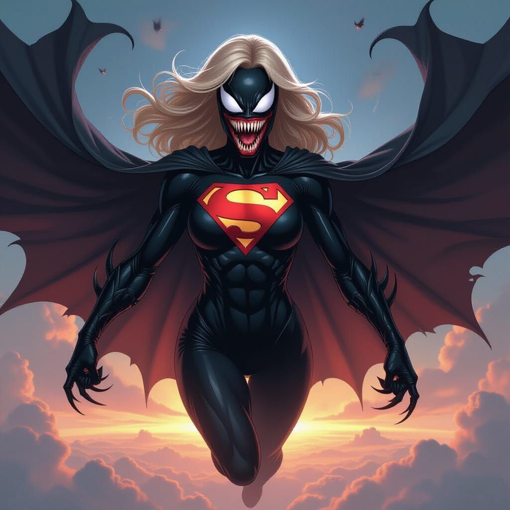Venomized Supergirl in Symbiote Transformation