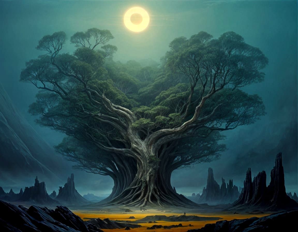 Surreal Landscape in Cyberpunk Style