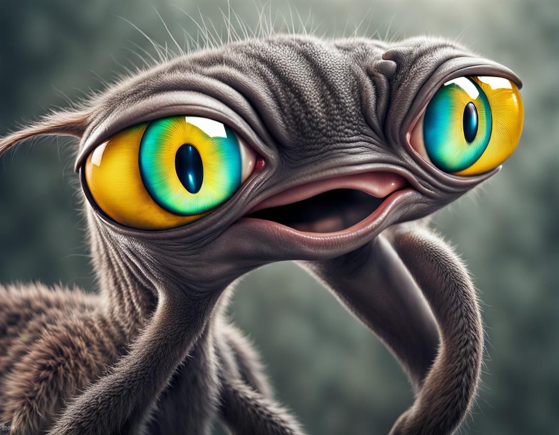 Smiling Aliens Party: Hyperrealistic Professional Photograph...