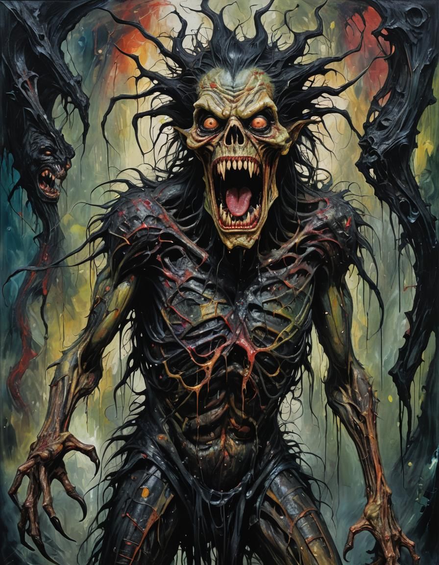 Nightmare Hunchback Monster in Neo-Expressionist Style