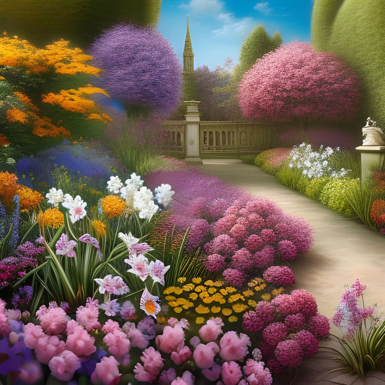 Spring in a British manor garden