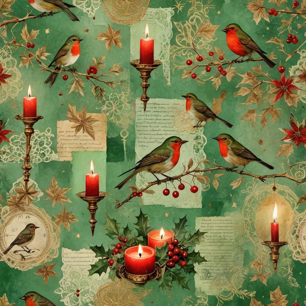 Festive Christmas Collage in Mixed Media Style