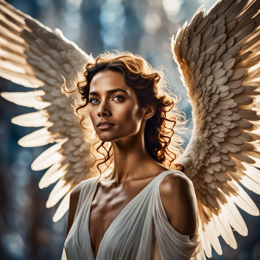 Majestic Angel Portrait in Soft Focus Style