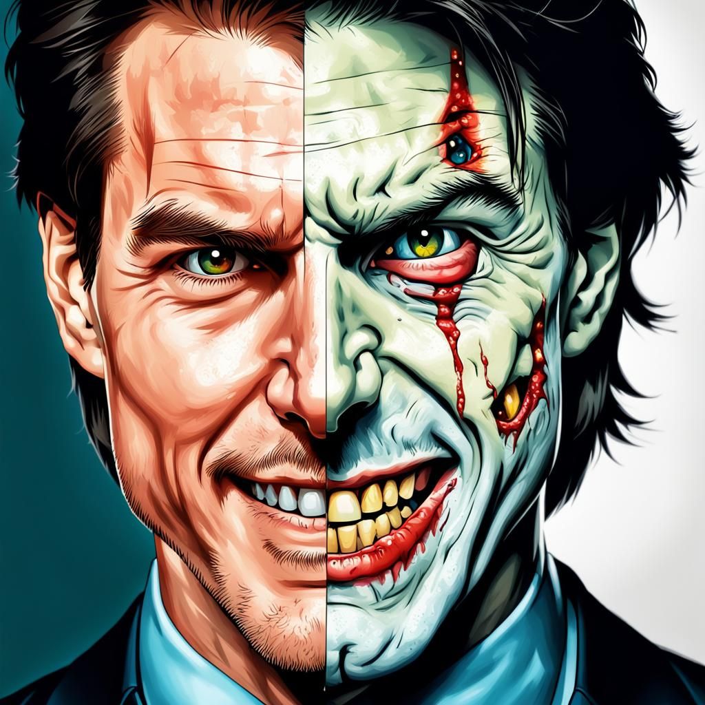 Tom Cruise Split Personality Portrait in Pop Art