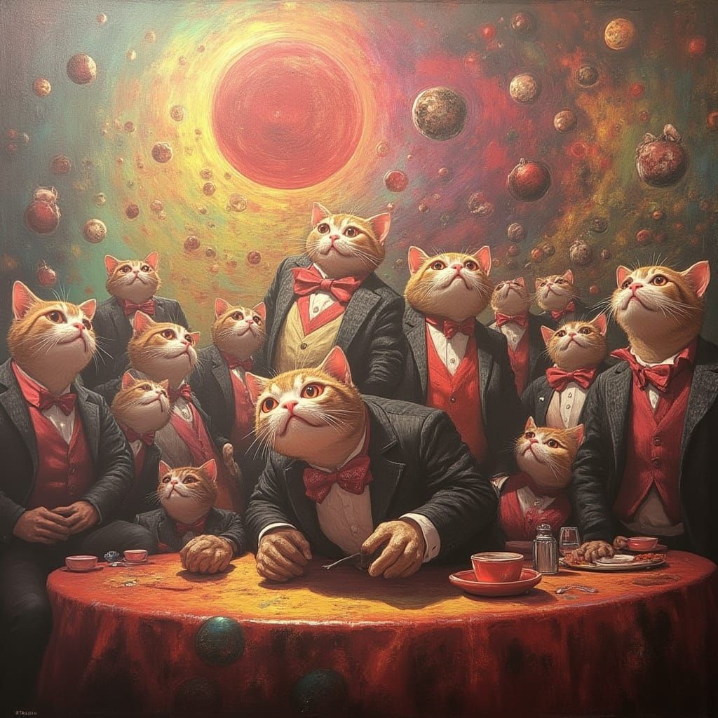 Surreal Cats in Melting Landscape, Salvador Dali Style