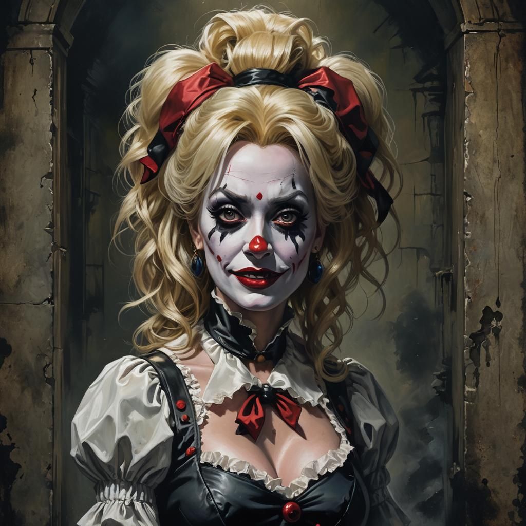 Dolly Parton as Harley Quinn: Dark Oil Portrait