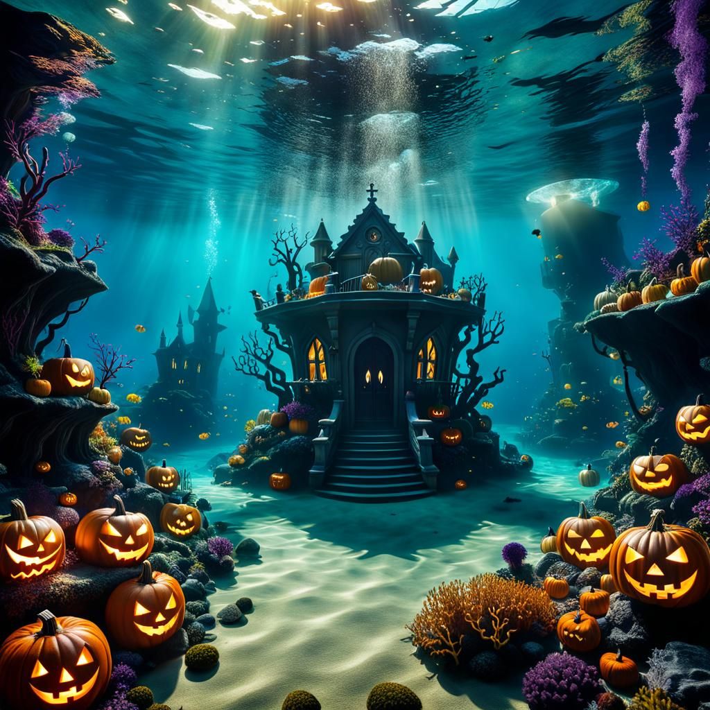 Underwater Spooky Halloween in Golden Hour Light