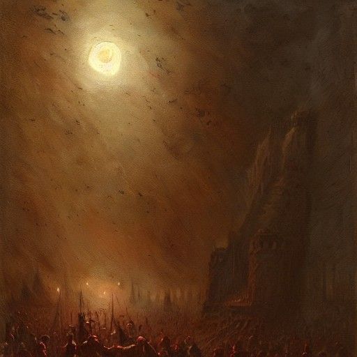 Eerie Blood Moon in Gothic Horror Style