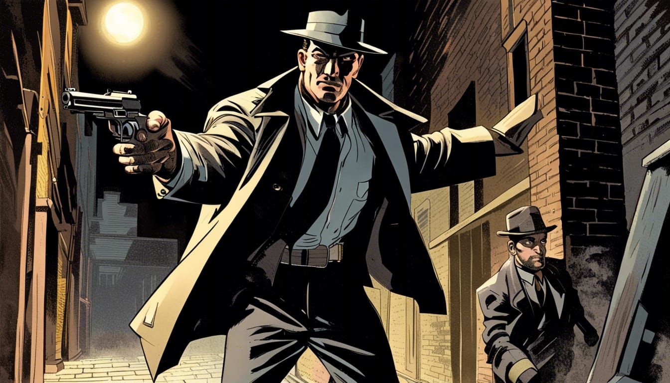 Vito Scaletta Aims Pistol in Noir Alley