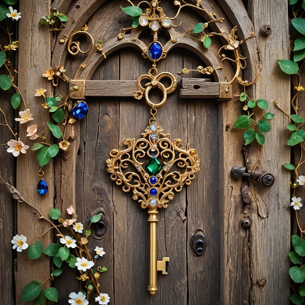 Ornate Golden Key Unlocks a Magical Dreamland