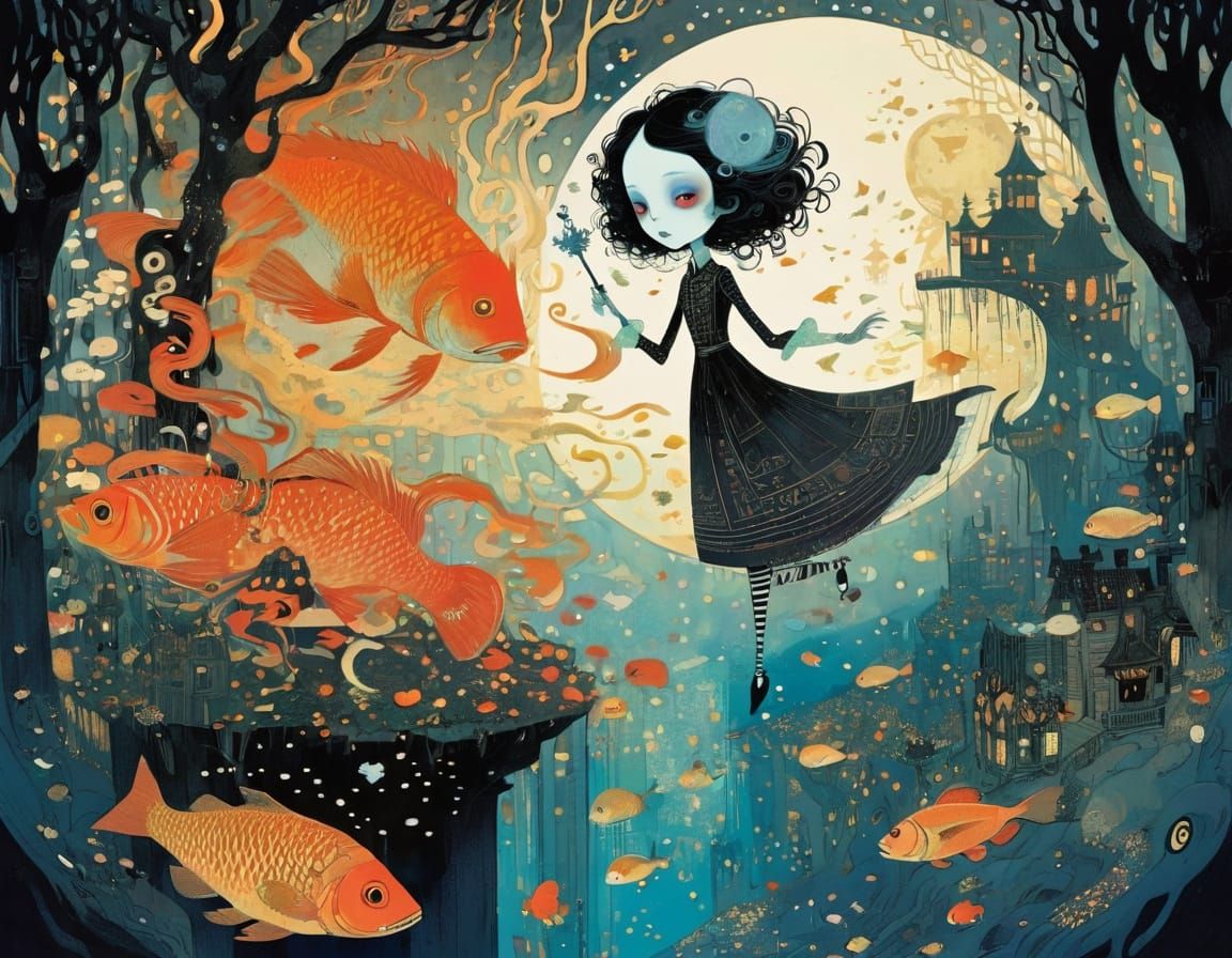 Whimsical Characters in Gothic Illustration Style