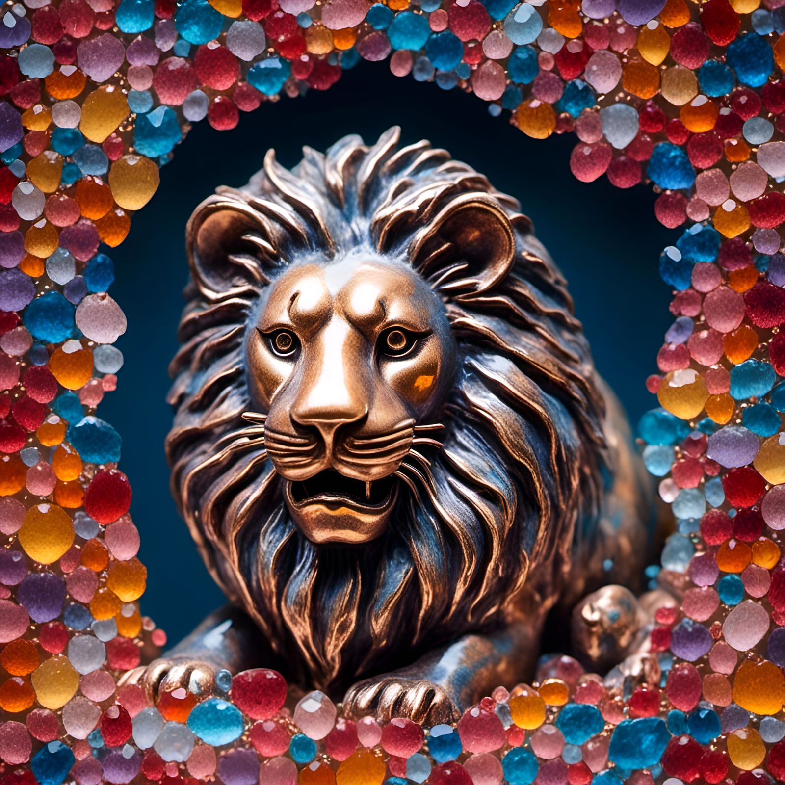 Colorful Crystal Lion in Crystal Cave