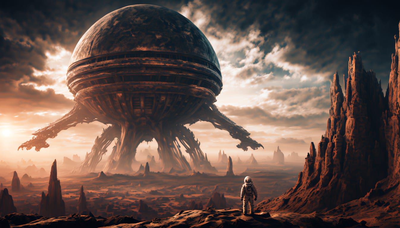 Ancient Alien Cityscape in Golden Hour