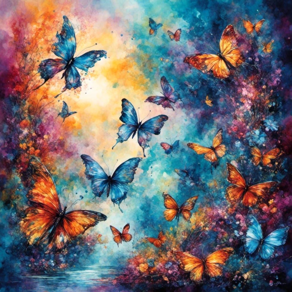 Nebula Butterflies: Cosmic Wings in Flight