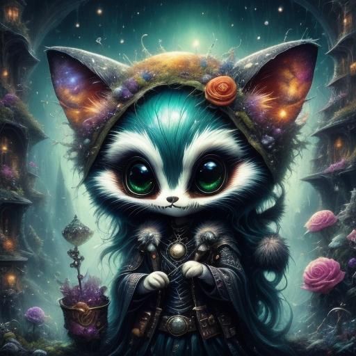 Cute Chibi Freddie Kruger in Dark Fantasy Style