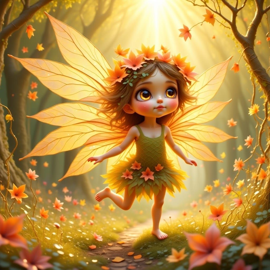 Autumn Leaf Fairy Close-Up
