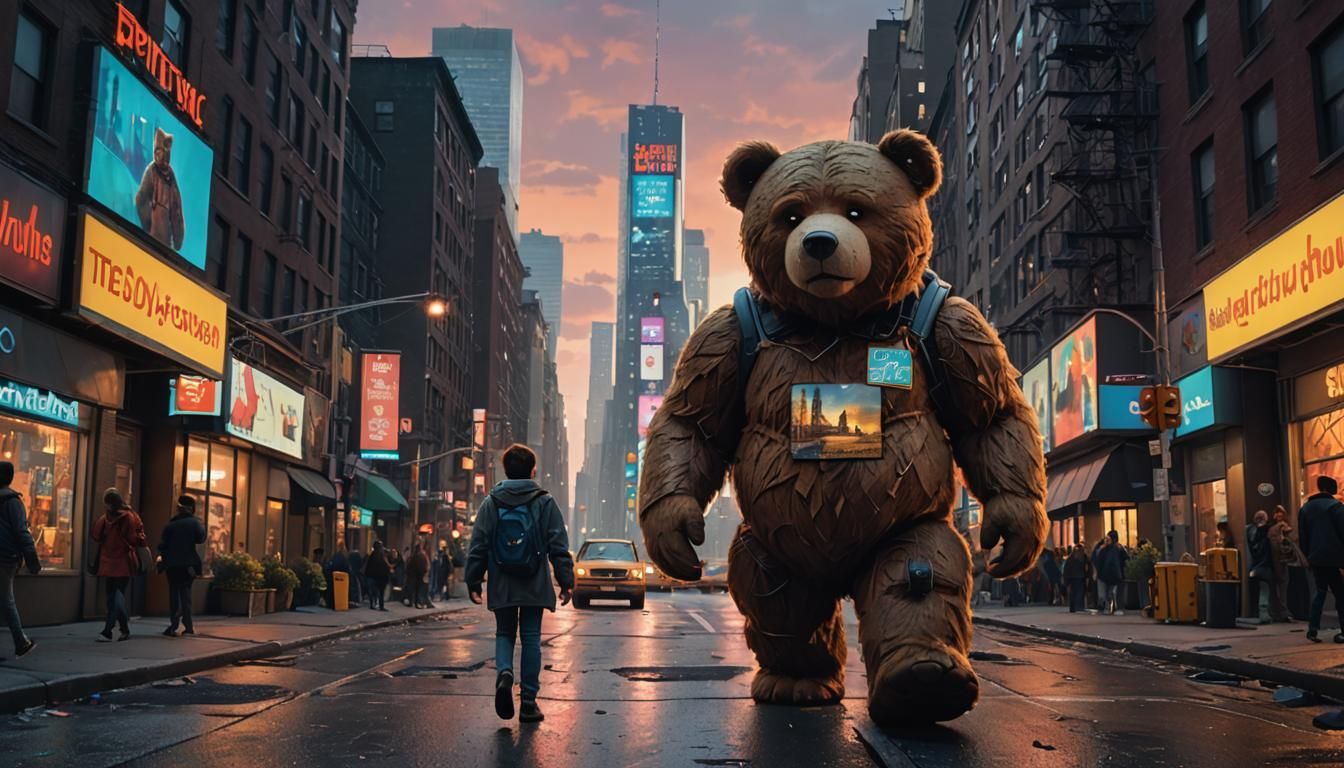 Giant Teddy Bear Walks Through New York City