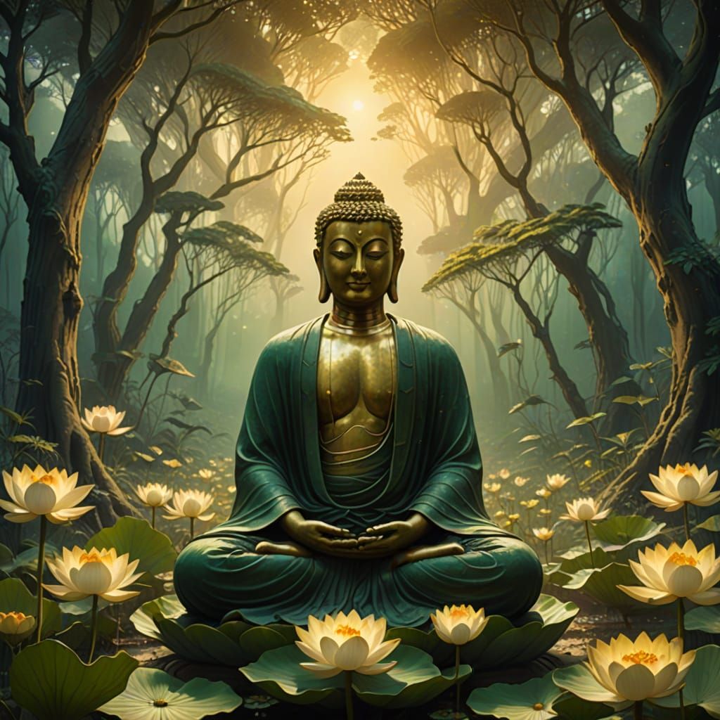 Divine Visionary in Ethereal Forest
