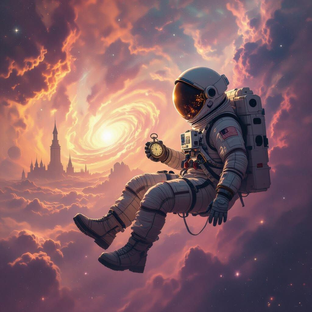 Astronaut Drifting in Nebula with Cosmic Horror Style