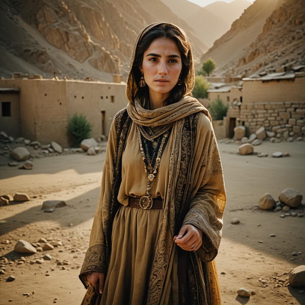 Beautiful Woman in Afghanistan with Traditional Clothing
